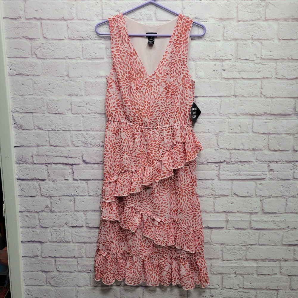 NEW Kate and Lily Sleeveless Ruffle‎ Dress Size 8 Chiffon Lined Boho Cottage